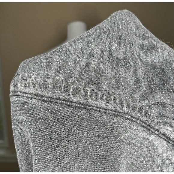 Calvin Klein Wide Neck Mineral Wash Sweatshirt Faded Black Grey VERY Soft Medium - Picture 4 of 9